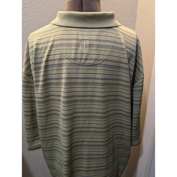 Tehama Golf Polo Shirt Men's XXL Green &Blue Striped Hang'Em Dry Moisture System - Picture 7 of 12